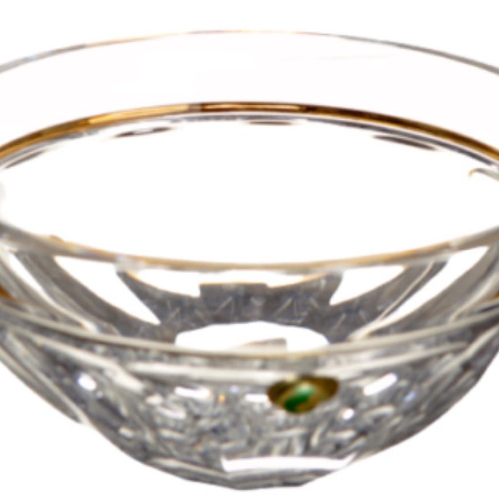 Waterford Elysian crystal Bowl with gold band.